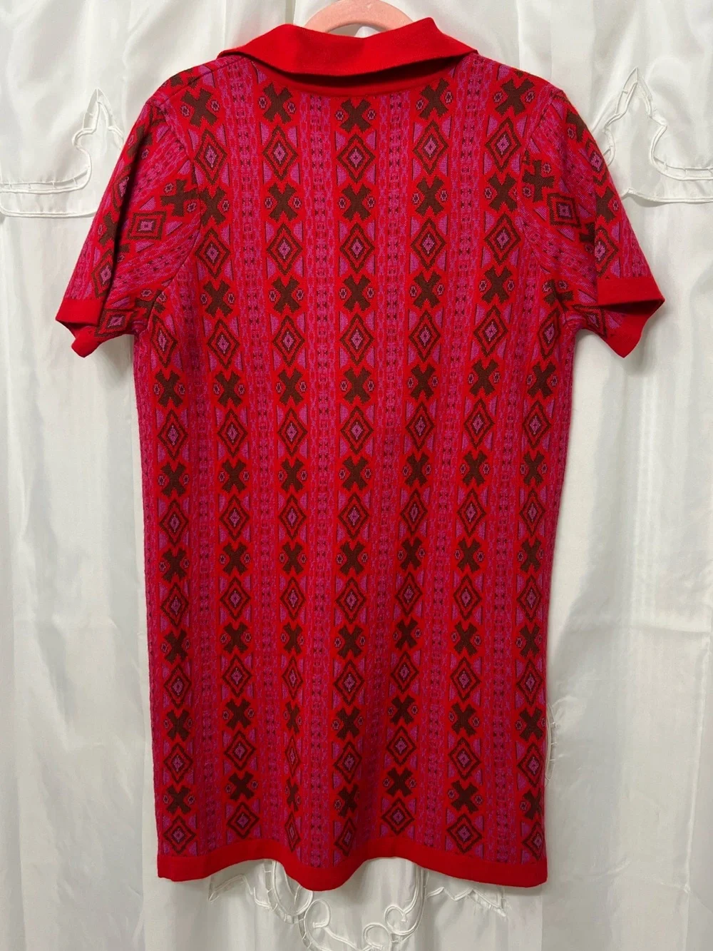 Free People Kitt Mini Dress Berry Combo Sweater Knit Collared NWT Medium